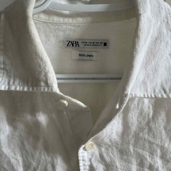 Zara Linen Polo Shirt Sz Medium - Picture 2 of 3